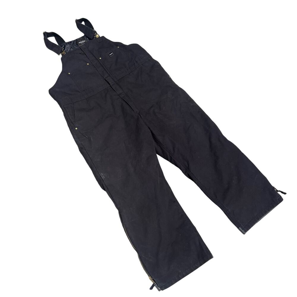 Walls Work Wear Black Canvas Insulated Bib Overalls 2XL 24X28 Regular